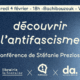 Bannière annonçant l'évènement "découvrir l'antifascisme" mercredi 4 février à 18h au Bachibouzouk, à Vevey.